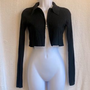 Black Long Sleeve Crop top